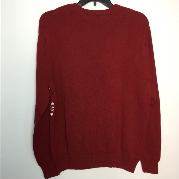 Dockers L Crewneck Sweater Deer Red Blue Snowflake - Picture 2 of 5
